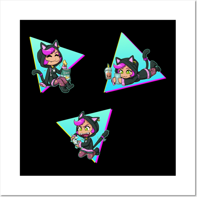 Cassi the Catgirl Sticker Sheet Wall Art by JadedSketch